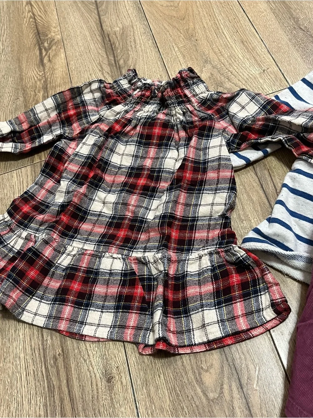 Old Navy Cream & Navy Striped Dress with Heart Patch